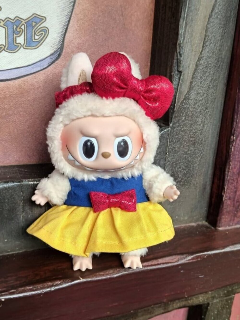 Princess Snow White Dress and Metallic Matching Bow made for Labubu